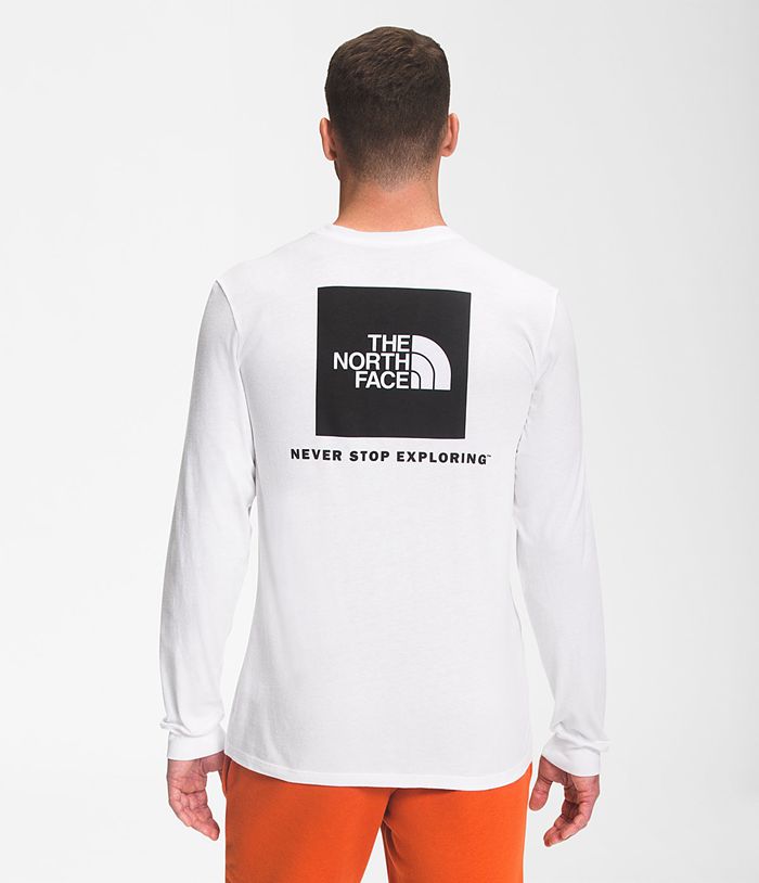 The North Face Mens T-Shirts Long Sleeve Box NSE 591KGTREU - White